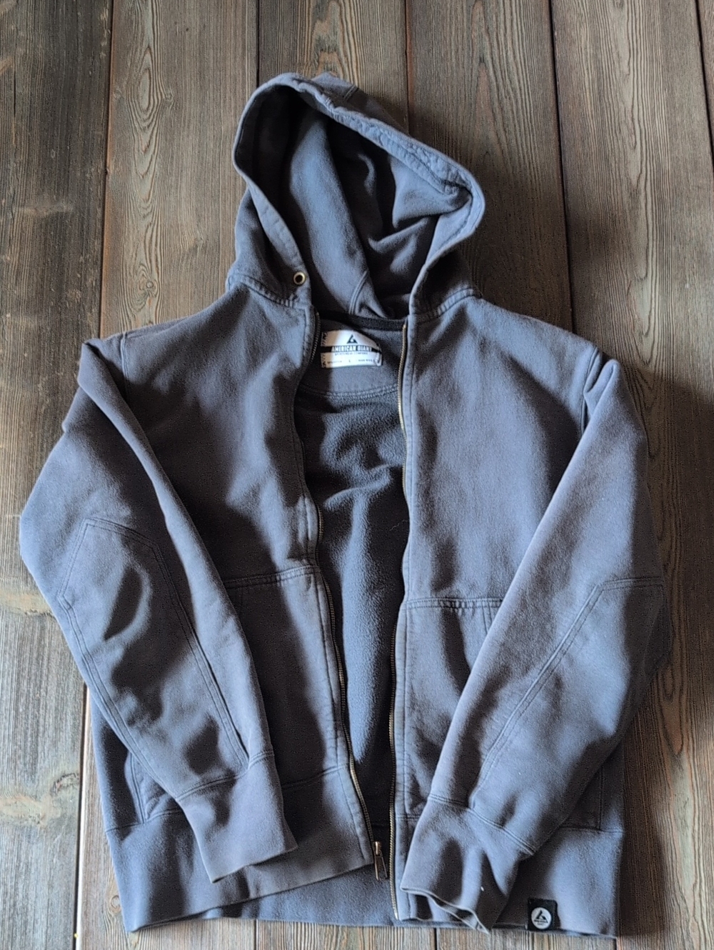 American Giant Men's Zip-Up Hoodie in Charcoal Gray